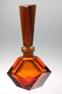 Parfmflakon handgeschliffen, Farbe: Amber / Topaz, Kristallglas GmbH, Design: Franz Burkert