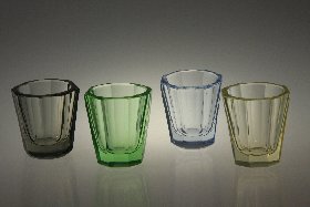 Schnapsglser bunt facettiert geschliffen, Kristallglas GmbH Oberursel, Design: Franz Burkert