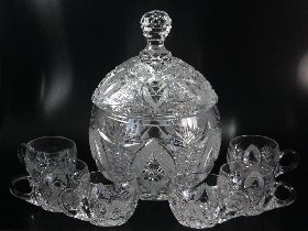 grosses Bowleset, Bleikristall handgeschliffen der Hessenglas GmbH
