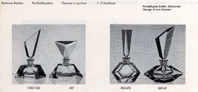 Parfmflakons der Kristallglas GmbH, Oberursel, Design: Franz Burkert