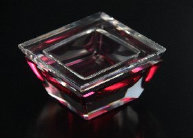 Puderdose Nr. 495, Kristallglas handgeschliffen rot farblos berfangen, Design Franz Burkert, Kristallglas Gmbh Oberursel