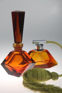 Parfmset 824/470/467 Farbe: Topas / Amber, Kristallglas handgeschliffen, Design: Franz Burkert