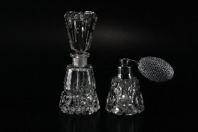 Parfmset Nr. 811/1441 Kristallglas farblos, handgeschliffen, der Kristallglas GmbH Oberursel, Design: Franz Burkert