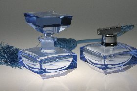 Parfmset Nr. 1388 hellblau, Kristallglas handgeschliffen der Kristallglas GmbH, Design: Franz Burkert