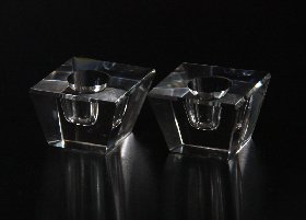 Kerzenständer der Kristallglas GmbH, H: 3,4 cm, D: 4,9x4,9 cm