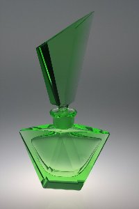Parfümflakon Nr. 534/42 grün, Kristallglas handgeschliffen, Kristallglas GmbH Oberursel, Design: Franz Burkert