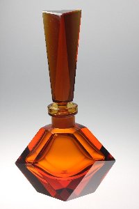 Parfümflakon handgeschliffen, Farbe: Amber / Topaz, Kristallglas GmbH, Design: Franz Burkert