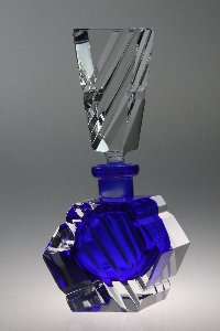 Flakon Nr. 1396/1, Innenfang blau, Kristallglas handgeschliffen, Kristallglas GmbH Oberursel, Design: Franz Burkert