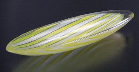 Gangkofner-Schale a canne gelb-opalwei gestreift mit Kristallglas-berfang