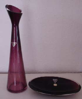 Vase und Schale violett der Hessenglas GmbH
