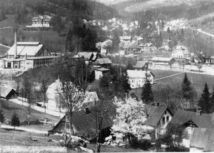 Glashtte in Josefsthal mit Blick auf den Hujerwinkel und das Jagdschloss