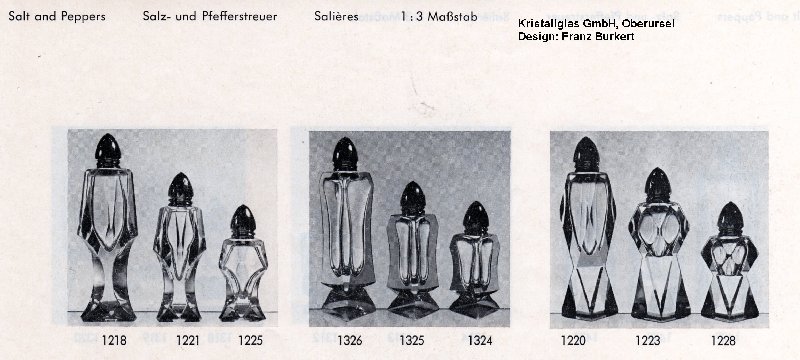 Streuersets (Salt and Peppers) der Kristallglas GmbH, Oberursel, Design: Franz Burkert