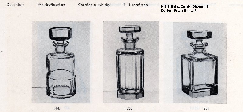 Whiskyflaschen / Karaffen der Kristallglas GmbH, Oberursel, Design: Franz Burkert