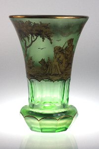 Vase Neubert-Kristall fr Hessenglas, Goldmalerei: W. Berndt, Rohglas: Hessenglas