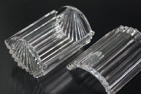 Puderdose Kristall farblos, Kristallglas handgeschliffen, Kristallglas GmbH Oberursel, Design: Franz Burker