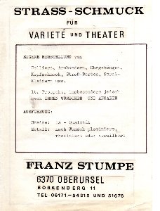Katalog zur Strass-Kollektion vr Variet und Theater in 6/1977