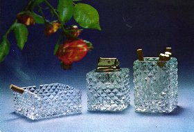Tischgarnitur kristall der Kristallglas GmbH Oberursel Kristallglas handgeschliffen, Rohglas Hessenglas, Design Franz Burkert