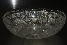 große Bleikristall-Schale mit Musterschliff "Paris" mit Zenkelbögen, Kristallglas GmbH Oberursel